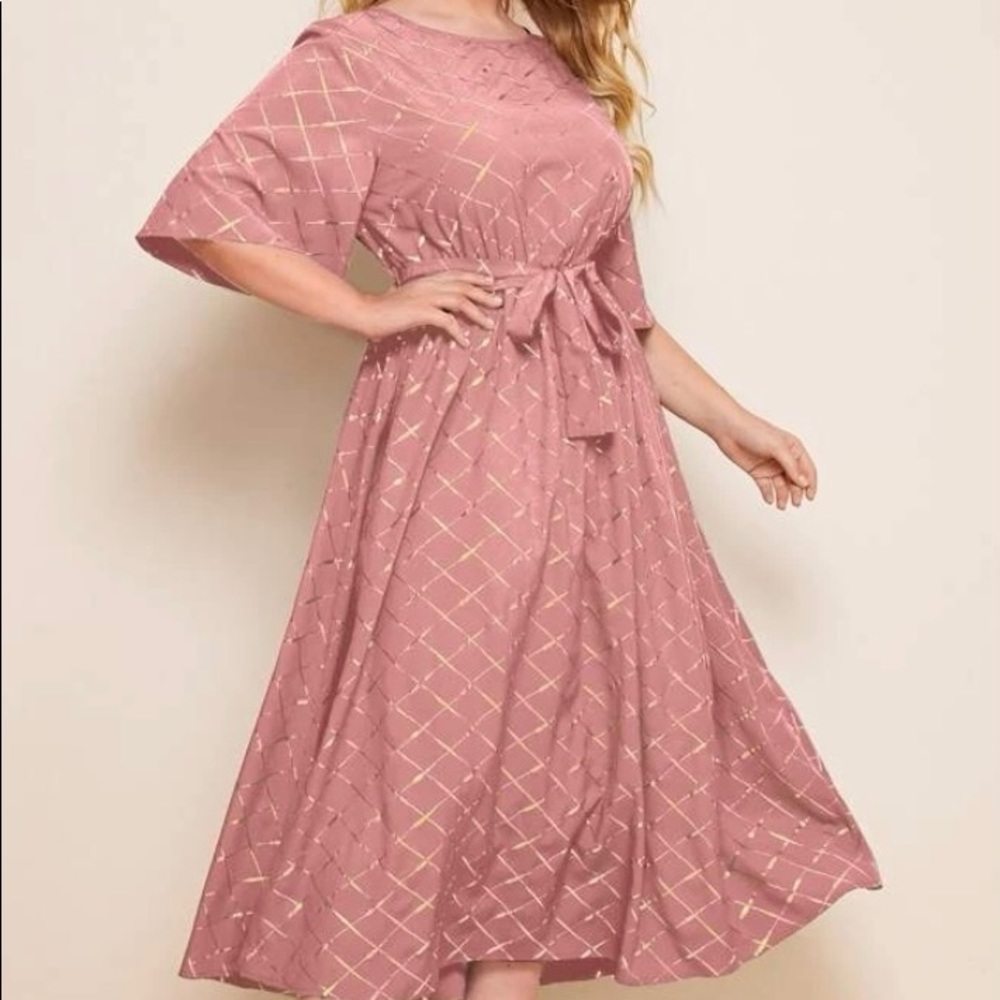 Grid Printed Belted A-line Dress — Make an Offer!!